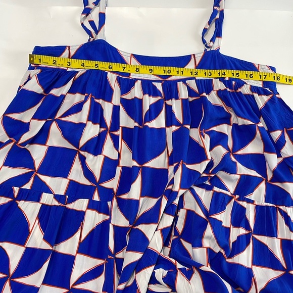 Abel The Label Anthropologie Geometric Maxi Dress Size L Tiered Sundress - Picture 9 of 10